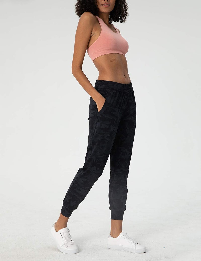 AJISAI Women's Joggers Pants with Pockets Drawstring Sweatpants for Running Workout Lounge Wear Camo L - Image 3